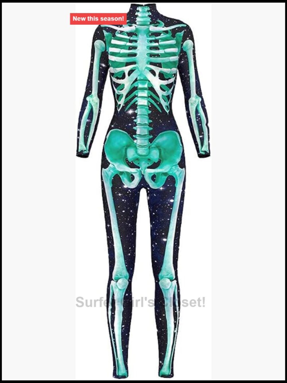 Women's Skeleton Print Jumpsuit Costume 3D Stretch Bodysuit Cosplay Halloween